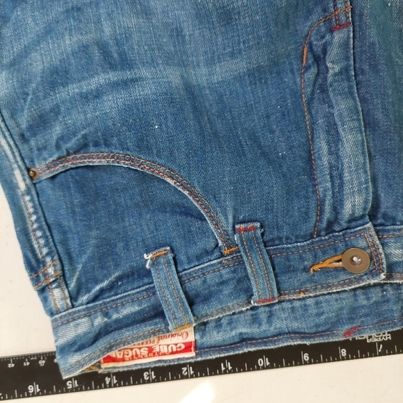 Cube Sugar Japanese Blue‎ Denim Linen Blend Size M Paint Drop Art - Picture 4 of 11